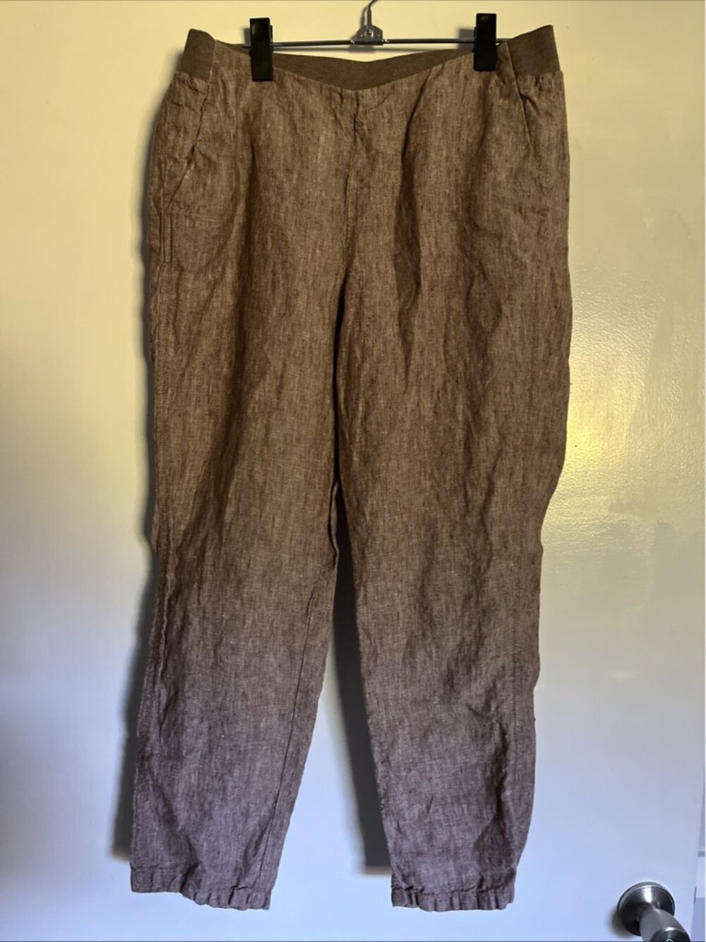 J.Jill Love Linen Women Beechnut Slim Leg Ankle Pants Small Pull On Brown Pocket